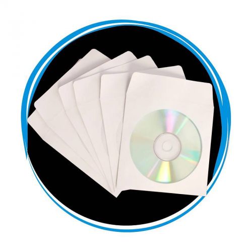 1000 CD DVD R Disc Paper Sleeves Envelope Window Flap