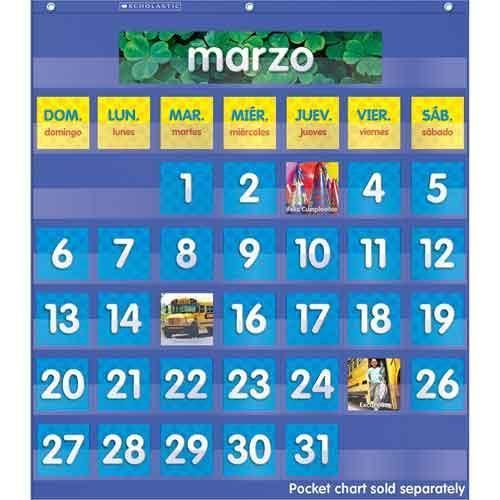 Scholastic Teaching Resources Spanish Monthly Calendar Pocket Chart Add-ons