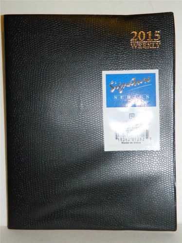 2015 BLACK CROC Signature Series Faux LEATHER Weekly Day Planner Desk Calendar