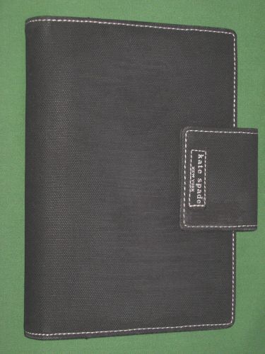 PERSONAL ~1.0&#034;~ Black FABRIC &amp; LEATHER Kate Spade Planner BINDER Compact 9170