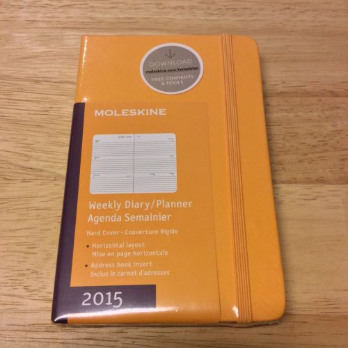 NEW Moleskine 2015  Hard Cover Weekly Planner Diary Horizontal- Orange Yellow
