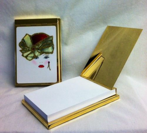 Gold Metal purse notepad red hat lady great Mother&#039;s Day gift new note pad