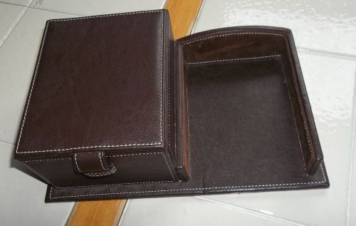 Dark Brown Leather? or Faux LEATHER DESK CADDY Desktop Organizer~