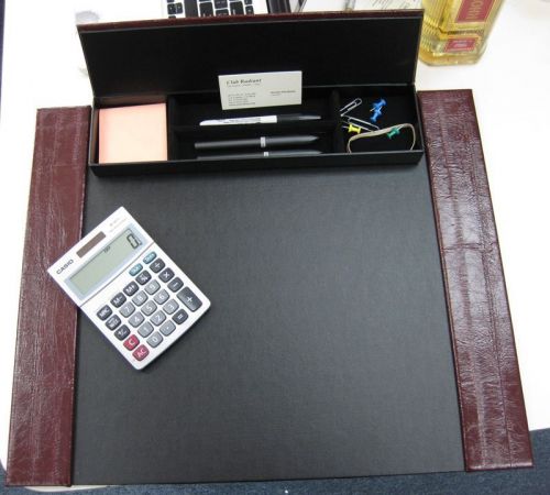 Gorgeous burgandy eel skin desk top organizer pad mat blotter 16 1/2&#034; x 20&#034;  for sale