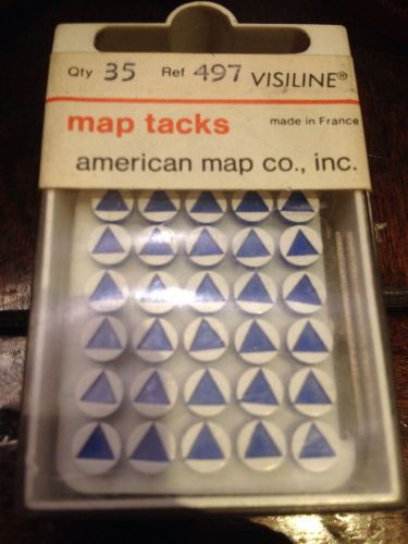 Vintage Visiline Maptacks Map Tack Blue Triangle 35 ct Map Pin AMERICAN MAP CO