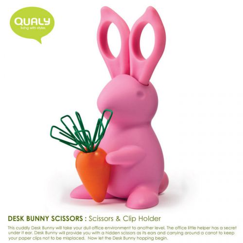 QUALY Living Styles Home Design Office Desk Bunny Scissors Clip Holder Pink