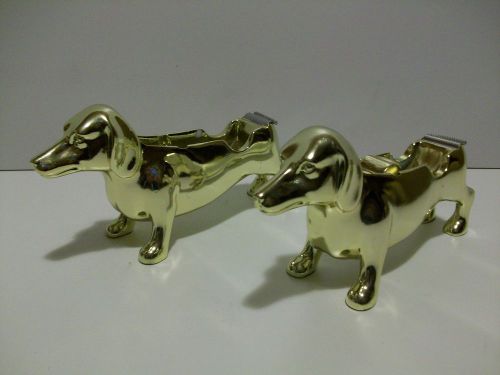 2 Nate Berkus TAPE dispensers  Dachshund gold dogs 1 complete 1 Dog Only