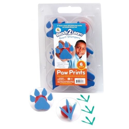 Set of 6 paw print giant rubber stampers w case/ cat, bird etc for sale