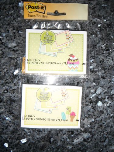 NWT 2 Post-it note pads 3.9 x 2.8 in cupcakes ice cream treats