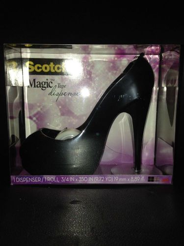 Black Stiletto Pump High Heel Shoe Clear Magic Scotch Tape Dispenser - New