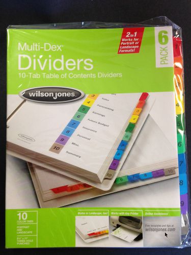 10 Tab Set, Wilson Jones MultiDex Color Index Divider, Lot of 18 Sets of 10 Tabs