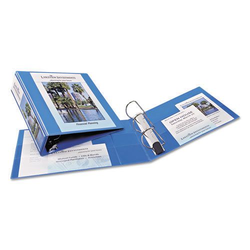 Heavy-Duty NonStick View Binder w/One Touch Slant Rings, 3&#034; Capacity, Blue