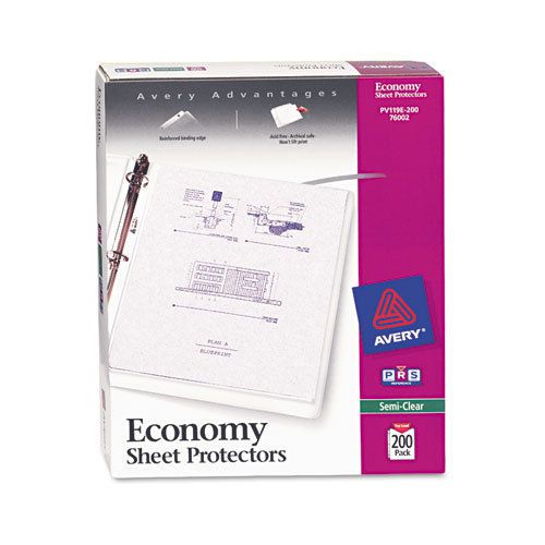 Top-Load Polypropylene Sheet, Economy Gauge, Letter, Semi-Clear, 200/Box