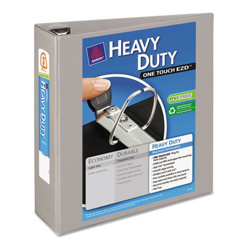 Heavy-Duty View Binder with One Touch EZD Rings, 3&#034; Capacity, Gray