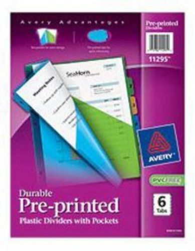 Avery Durable Pre Printed Plastic Dividers With Pockets 11295 6 Tab Set