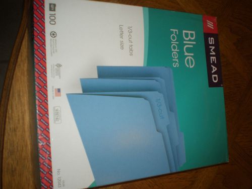 2 Boxes Smead Blue Folders 1/3- cut tabs 100 count each box Made in USA