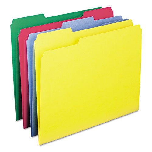 WaterShed/CutLess File Folders, 1/3 Cut Top Tab, Letter, Assorted, 100/Box