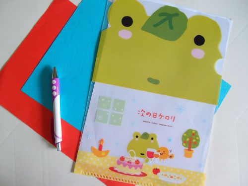 3 pieces green frog a4 paper document file storage holder case folder stationery for sale
