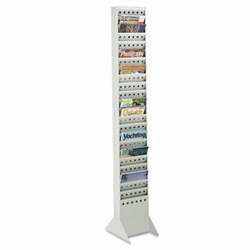 Safco Steel Magazine Rack, 23 Compartments, 10w x 4d x 65-1/2h, Gray (SAF4322GR)