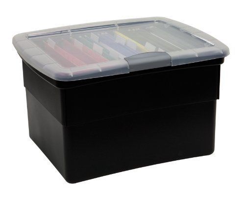 United Solutions Snap and Lock Plastic File Tote, Black, New