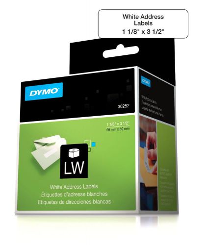 Dymo  labels for labelwriters 2 rolls 1-1/8&#034; x 3-1/2&#034;  350 labels/roll, 30252 for sale