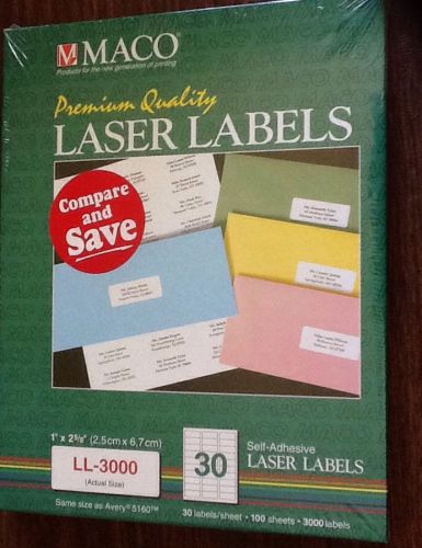 3000 MACO Premium Quality 1&#034;x25/8&#034; Self Adhesive Laser LabelsNIB