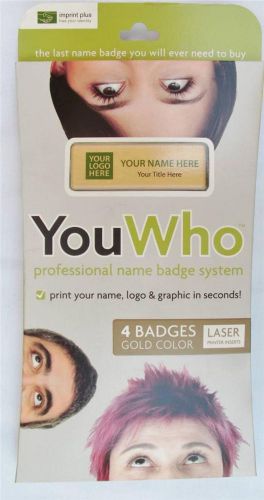 You who professional name badge system 4  magnetic gold badges laser 1&#034;x3&#034; new for sale