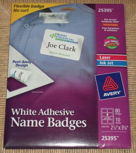 Avery White Adhesive Flexible Name Badges Laser Ink Jet - 7 Sheets / 56 Badges