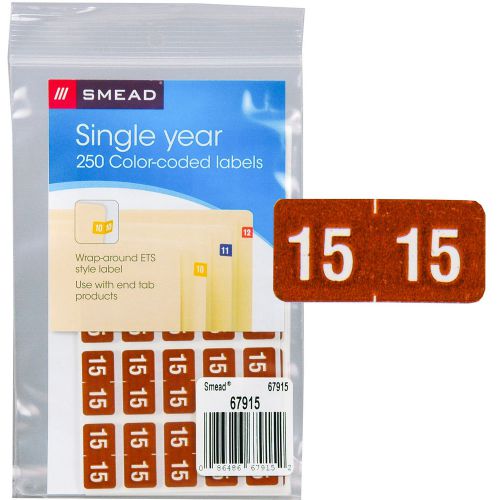 Smead 67915, Year 2015 End Tab Folder Year Labels, Pack of 250