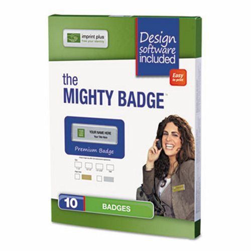 The Mighty Badge Name Badge Kit, Laser Inserts, 1 x 3, Gold, 10/Kit (IPP901708)