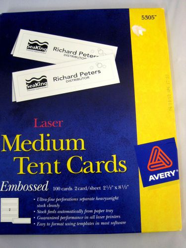 Avery 5305 tent cards white 2-1/2 x 8-1/2 2 cards/sheet 100 cards per box for sale