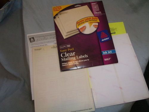 Avery Ink Jet Easy Peel Clear Mailing Labels Unique Sheet Design #8667 -- 1392
