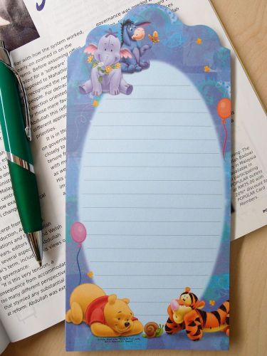 1X Winnie The Pooh Blue Magnetic Memo Note Message Writing Paper Pad Stationery