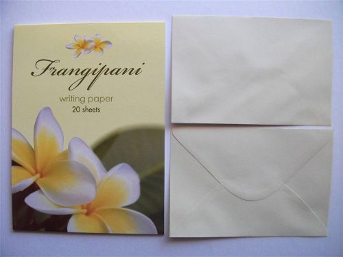Writing Set Note Pad Paper &amp; Matching Envelopes New Stationery Set, Frangipani