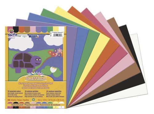 Sunworks Construction Paper, 58 Lbs., 9 X 12, Assorted, 50 Sheets/Pack