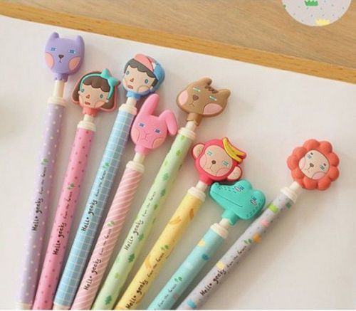 8pcs Cute Romane Hello Geeks Ball Point Pens Kawaii Animals Click Pencil Korean