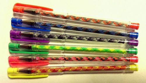 Set of 6 Neon Colors Gel pens with paracord (parapens) - great stocking stuffer