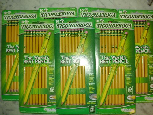 Dixon Ticonderoga #2 HB Wood Pencils - Yellow Barrel - 7 packs of 10 - Lot of 70