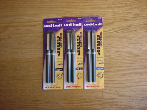 NEW Uni-Ball GRIP Roller Pens, 0.2mm Micro Tip, Black &amp; Blue Ink, 6 Pens