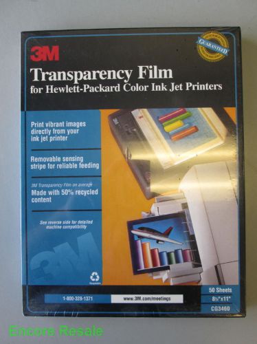 New Sealed 3M CG3460 InkJet Transparency Film 50 Sheets NIB
