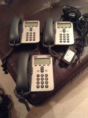 Lot of 3 CISCO CP-7912G VolP IP Phones with Adapters