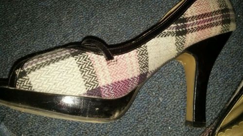 Madden Girl Pink Plaid Platform Pumps/Maryjanes 9.5M heels Schoolgirl Halloween