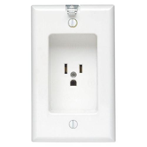 Leviton 688-w 15 amp, 125 volt, 1 gang recessed single receptacle, residential for sale