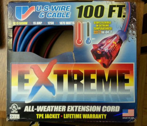 US WIRE 99100 12/3 100FT SJEOW TPE EXTREME WEATHER EXTENSION CORD BLUE &amp; RED
