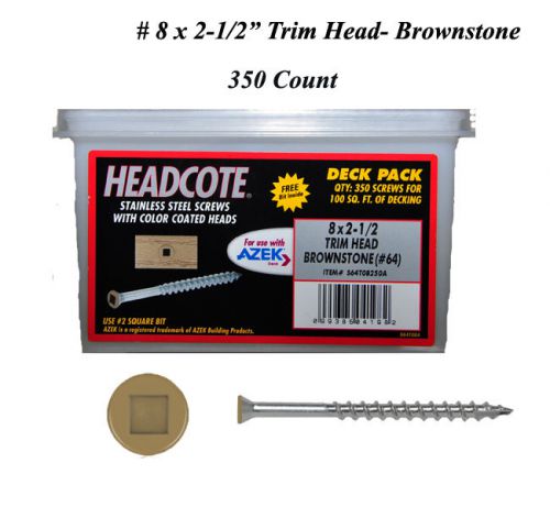 HeadCote # 8 x 2-1/2&#034; Brownstone Stainless Steel Deck Screws Trim Head (350)