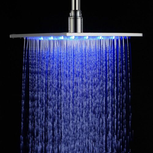 Modern 10 inch led lights square chrome brass led rain shower head free shipping for sale