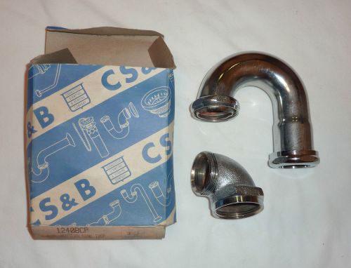C S &amp; B 1240 BCP L.A. Pattern Sink Trap 1-1/2&#034; x 1-1/4&#034; Cast Elbow CHROME PLATED
