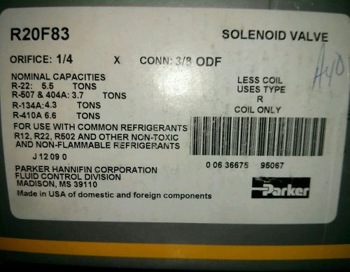 PARKER REFRIGERATION SWP 650PSI SOLENOID VALVE R20F83 60 day warranty