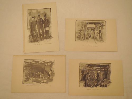 4 Book Illustrations prints 1902 Mining Theme From Black Diamond Men All one Bid