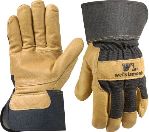 Wells Lamont 3300L Work Gloves with Grain Patch Palm Pigskin, Black- LARGE